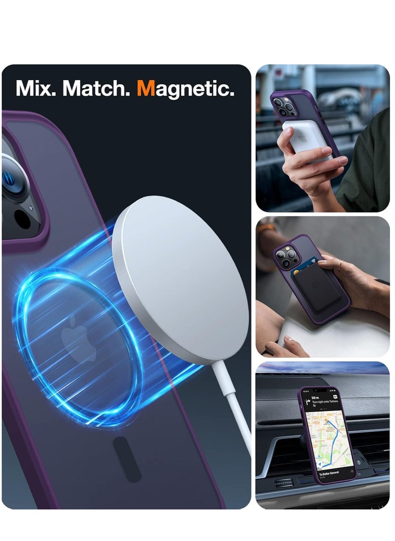 Denx Magnetic Case for iPhone 13 Promax 6.7-Inch Compatible iphone 13 promax 6.7  with MagSafe, Translucent Matte Back Slim Shockproof Phone Cover (purple)  - Image 4