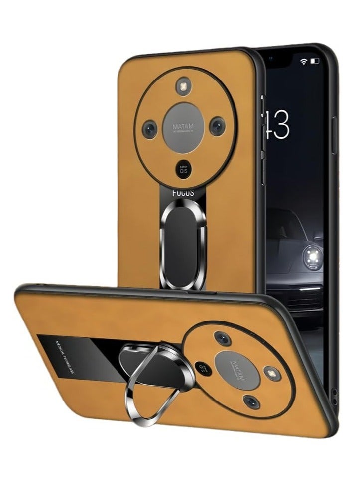 general Compatible with Honor X9D 5G cases, with built-in metal plate in the back frame [Supports magnetic car mount][Metal stand][Secure grip with ring] Leather phone case