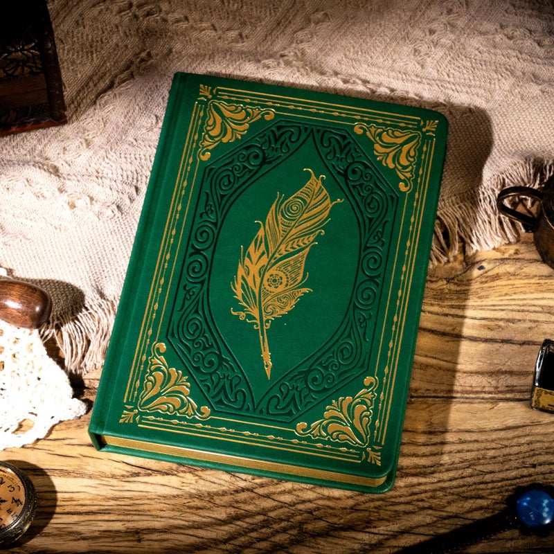CAGIE 320 Pages Thick Hardcover Journaling Notebooks Vintage Leather Journal for Women Men A5 College Ruled Journals for Writing with Gift Box, 5.7 x 8.3 in, Green 2 - Image 2