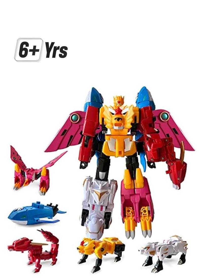 General Animals 5-in-1 Combined Large Robot Toys Take Apart Toys -5 Action Figures Including Lion Dragon Whale Phoenix Bear Combine Into a Robot Deformation Toys or Kids Ages 6 7 8 9 10（10“）  - Image 1