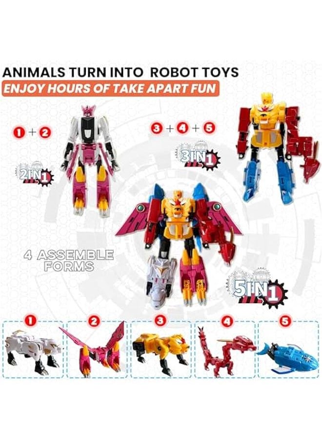 General Animals 5-in-1 Combined Large Robot Toys Take Apart Toys -5 Action Figures Including Lion Dragon Whale Phoenix Bear Combine Into a Robot Deformation Toys or Kids Ages 6 7 8 9 10（10“）  - Image 4