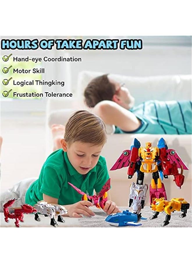 General Animals 5-in-1 Combined Large Robot Toys Take Apart Toys -5 Action Figures Including Lion Dragon Whale Phoenix Bear Combine Into a Robot Deformation Toys or Kids Ages 6 7 8 9 10（10“）  - Image 5