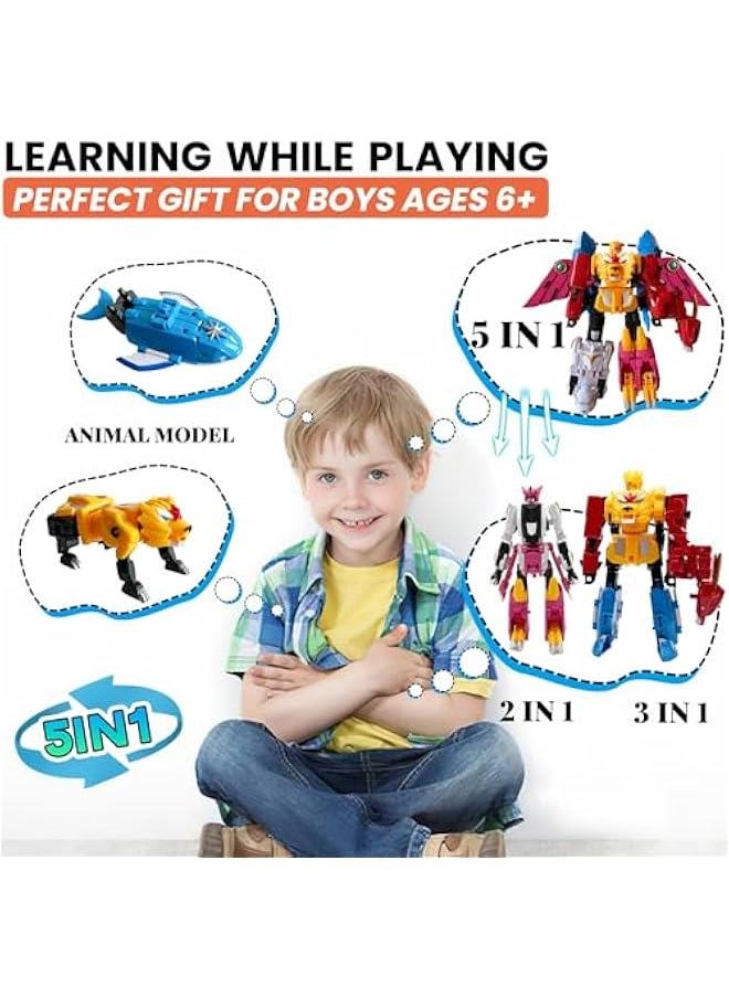 General Animals 5-in-1 Combined Large Robot Toys Take Apart Toys -5 Action Figures Including Lion Dragon Whale Phoenix Bear Combine Into a Robot Deformation Toys or Kids Ages 6 7 8 9 10（10“）  - Image 3