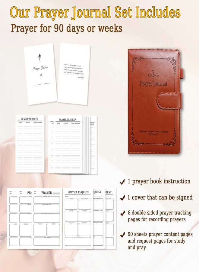 YOJO Bible Journal, Prayer Journal for Woman & Men, Daily & Weekly Bible Study Journal for Woman Men, PU Leather Prayer Journal, Christian Gifts for Women Men (Brown) - Image 2
