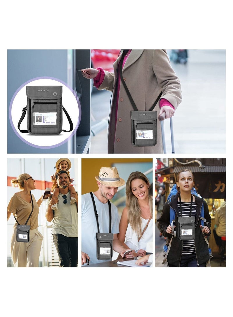 Altheqa حافظة جواز سفر مقاومة للماء مع حجب RFID للنساء والرجال، محفظة سفر لجواز السفر والهاتف وبطاقات الائتمان والنقود - Image 2