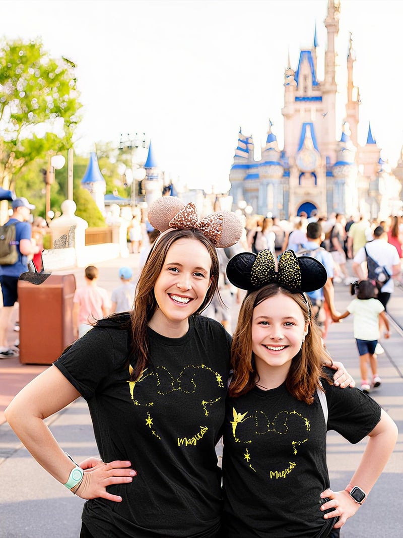 VILOVE Magical Shirt for Women Believe in Magic Shirts Cute Graphic Printed Tee Family Vacation Short Sleeve Tee Black B - Image 5