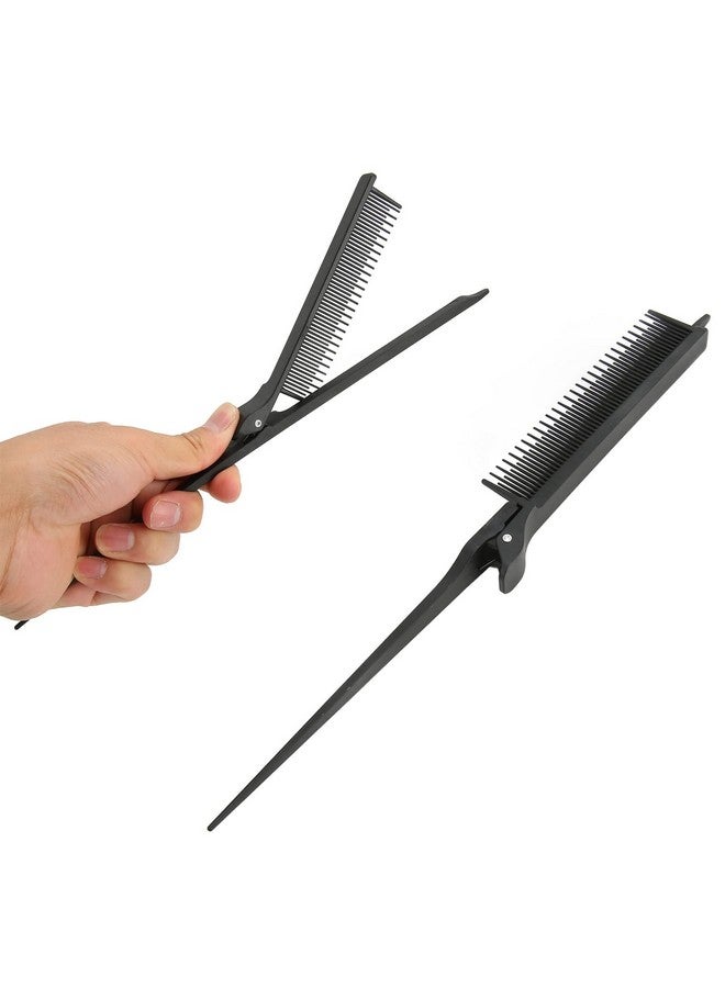 Jiawu Hair Combs Professional Salon Hair Clip Highlights Comb Rat Tail Teasing Clip Comb Straightening Hair Comb For Knotty Hair Unkempt Hair Hair Coloring Styling Tools (Black) - Image 1
