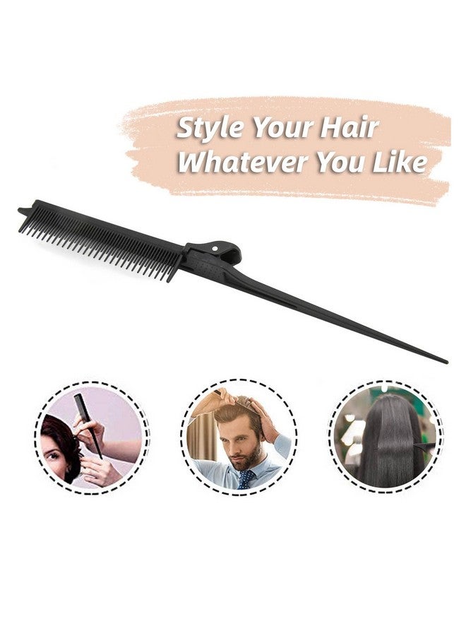 Jiawu Hair Combs Professional Salon Hair Clip Highlights Comb Rat Tail Teasing Clip Comb Straightening Hair Comb For Knotty Hair Unkempt Hair Hair Coloring Styling Tools (Black) - Image 3