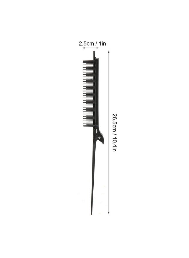 Jiawu Hair Combs Professional Salon Hair Clip Highlights Comb Rat Tail Teasing Clip Comb Straightening Hair Comb For Knotty Hair Unkempt Hair Hair Coloring Styling Tools (Black) - Image 2