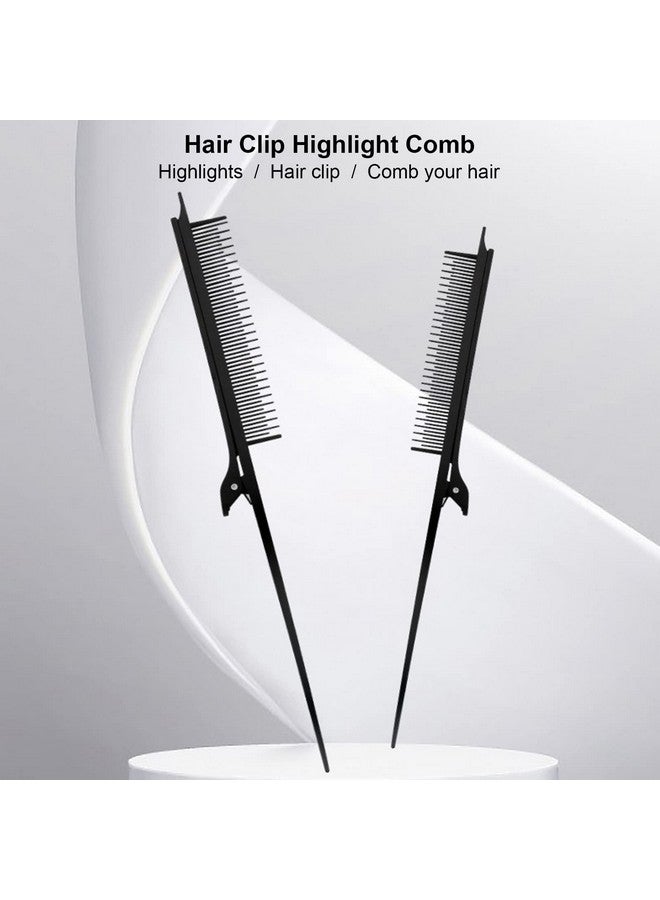 Jiawu Hair Combs Professional Salon Hair Clip Highlights Comb Rat Tail Teasing Clip Comb Straightening Hair Comb For Knotty Hair Unkempt Hair Hair Coloring Styling Tools (Black) - Image 4