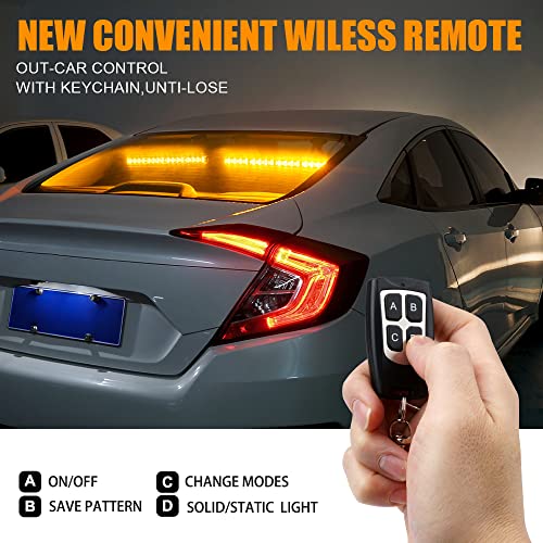 Xprite LED Emergency Traffic Advisor Strobe Dual Light Bar, Deck Windshield Visor Safety Hazard Flashing Lightbars w/Wireless Remote & Control Box, for Law Enforcement Vehicles Trucks - White Green - Image 2