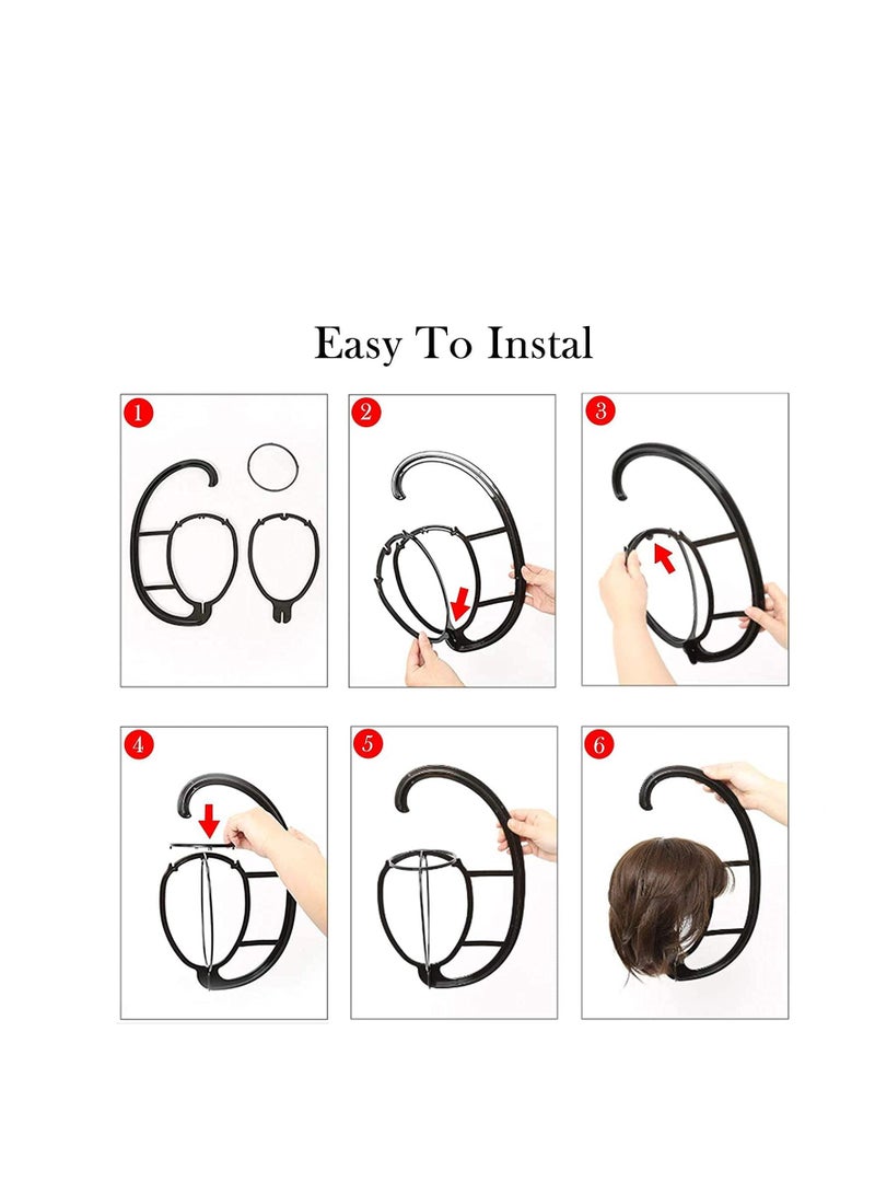 Excefore طقم حامل شعر مع مشط شعر وغطاء شعر 2 قطعة لجميع الشعر المستعار، حامل شعر محمول، مجفف شعر قابل للطي، أداة عرض الشعر المستعار - Image 5