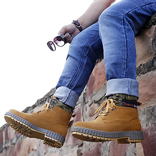 Bacca Bucci® Men's Urban Suede Leather Snow Adjustable Lace up for Work Combat Hiking Motorcycle Military Tactical- Tan, Size UK6 - Image 2