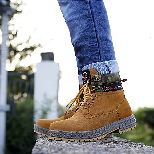 Bacca Bucci® Men's Urban Suede Leather Snow Adjustable Lace up for Work Combat Hiking Motorcycle Military Tactical- Tan, Size UK6 - Image 3