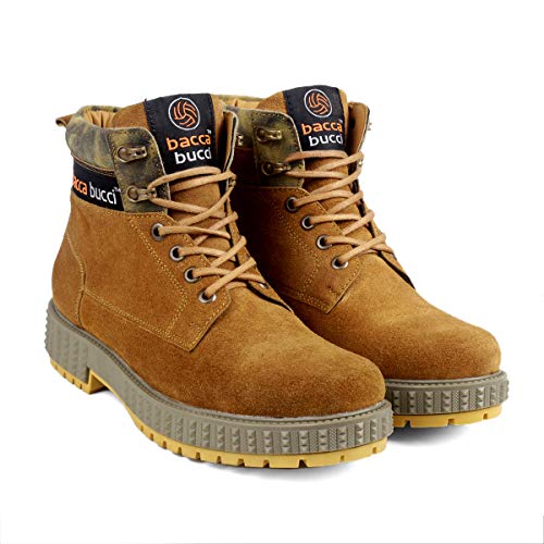 Bacca Bucci® Men's Urban Suede Leather Snow Adjustable Lace up for Work Combat Hiking Motorcycle Military Tactical- Tan, Size UK6 - Image 5