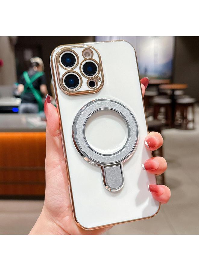 S-TOP Case For iPhone 16 Pro Solid Color Electroplated Metal Holder Phone Case - Image 1