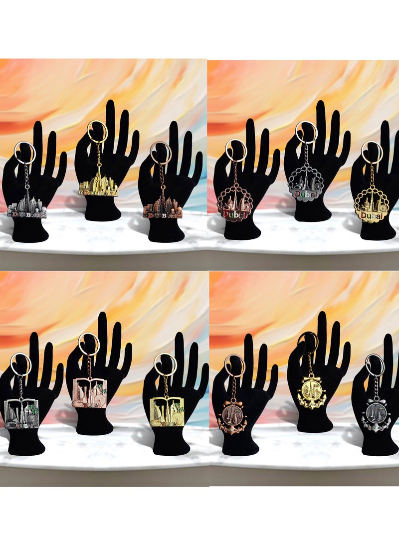 سوق الهدايا التذكارية [مجموعة من 12 قطعة] 3 سلاسل مفاتيح معدنية أنيقة، دائرية الشكل، تتميز بمعالم دبي الشهيرة في تصميم واحد بثلاثة ألوان زاهية - مثالية كتذكار أو هدية أو إكسسوار يومي. وسلسلة مفاتيح معدنية بتصميم أفق دبي، هدية فاخرة من 3 قطع بألوان متنوعة. وسلسلة مفاتيح معدنية بتصميم كتاب مفتوح من 3 قطع - ألوان متنوعة، تذكار لمعالم دبي. وسلسلة مفاتيح معدنية أنيقة من 3 قطع تتميز بتصميم مرساة أنيق لدبي بثلاثة ألوان زاهية - مثالية كتذكار أو هدية أو إكسسوار يومي. - Image 1
