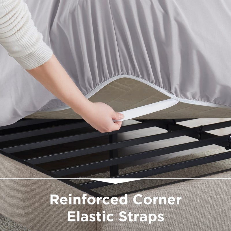 Empyrean Bedding Empyrean Grey Lavender Extra Deep Pocket King Fitted Sheet Only, Hotel Luxury King Size Fitted Sheets Easily Fits 18 to 24 Inch Mattress, Super Soft, Wrinkle-Free Bottom Sheets with Corner Straps - Image 4