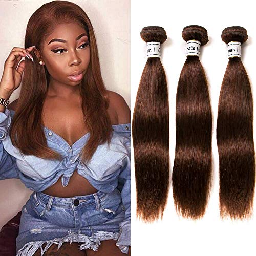 Ornate Hair Ornate Hair Light Brown Hair Weft Brazilian Straight Hair 3 Pcs Unprocessed Virgin Brazilian Brown Human Hair Weaves Remy Hair Bundles Light Brown Color 414 16 18 Inch 4 Straight Bundle 