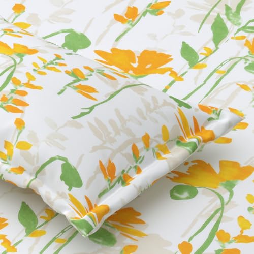 Plumora Single Bed Cotton Bedsheet with 1 Pillow Cover, 100% Pure Cotton Single Bedsheet 60×90 Inches, 240 TC Soft Breathable Floral Bed Sheet – (Sunlit Flora) - Image 1