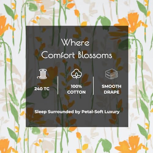 Plumora Single Bed Cotton Bedsheet with 1 Pillow Cover, 100% Pure Cotton Single Bedsheet 60×90 Inches, 240 TC Soft Breathable Floral Bed Sheet – (Sunlit Flora) - Image 5