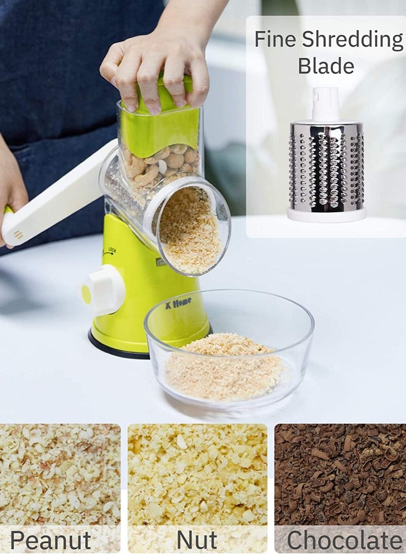 رومان جيفتس مبشرة جبن أسطوانة يدوية، مطحنة تقطيع دوارة 3 في 1 للخيار والبطاطس والجزر والجبن وسلطة الخضار، بلون اخضر - Image 4