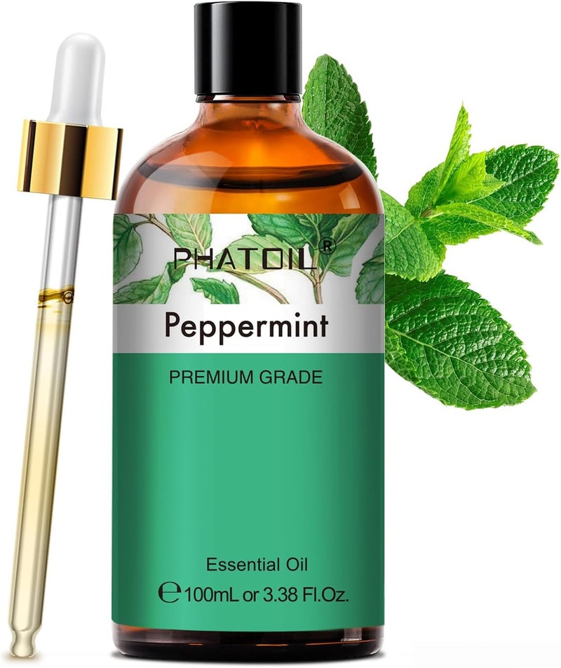 PHATOIL Peppermint Essential Oil, Huge 3.38 Fl Oz Pure and Natural, Premium Grade Essential Oil for Diffuser and Aromatherapy - Image 1