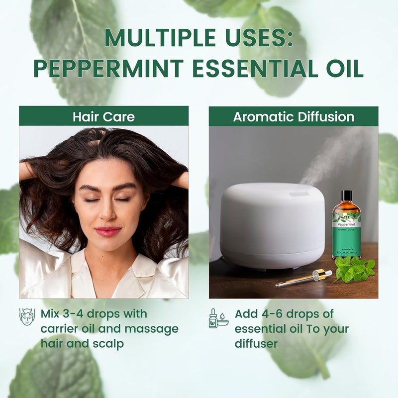 PHATOIL Peppermint Essential Oil, Huge 3.38 Fl Oz Pure and Natural, Premium Grade Essential Oil for Diffuser and Aromatherapy - Image 4