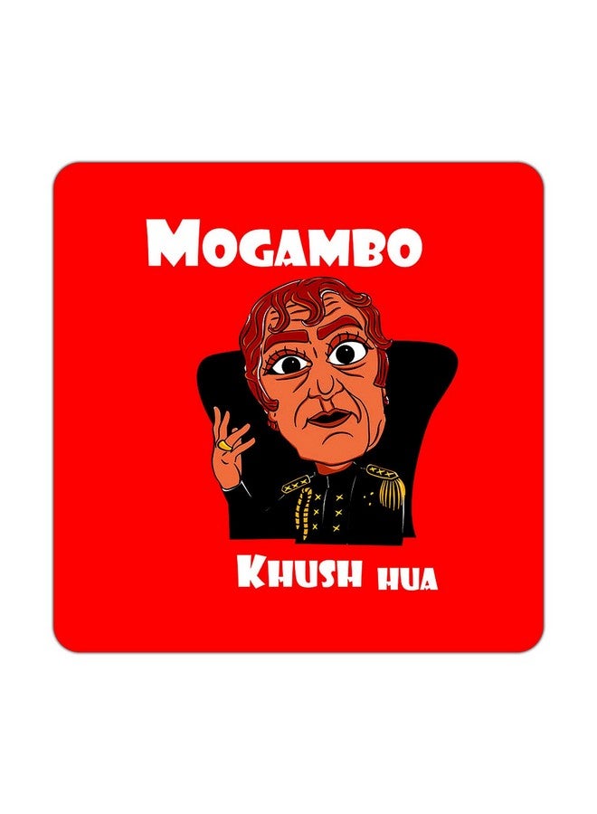 ASHVAH Mogambo khush Hua Print Designer Handmade Wooden Coaster Set for Home Kitchen, Office Desk - Set of 4 - Square: 10cm - Image 4