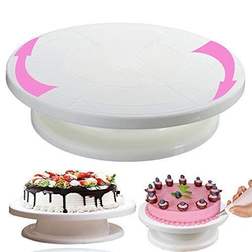 Gra8 Cake Decorating Rotating Cake Turntable Revolving Cake Stand Sugar Craft, 28cm, Cake Tools Decorating 360° Round Easy Rotate Stand Baking Tools for Cookies and Cupcake (Multi Colour) - Image 3