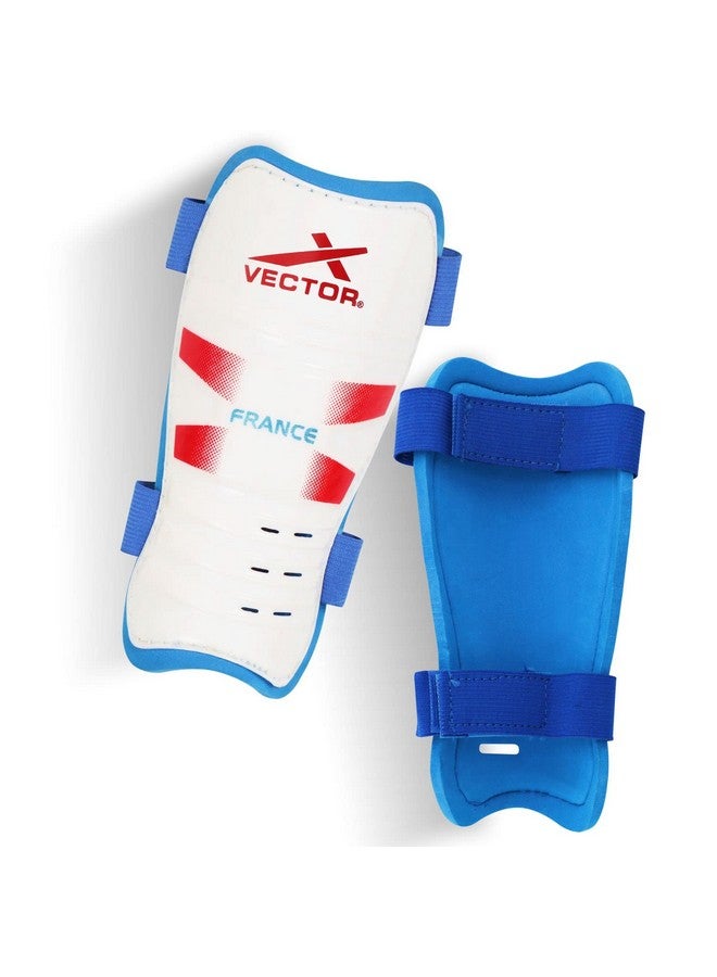 Vector X France Football Shin Guard with Adjustable Velcro Strap (S/M, France) - Image 1