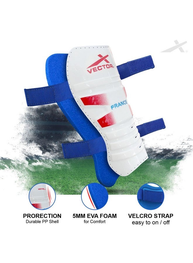 Vector X France Football Shin Guard with Adjustable Velcro Strap (S/M, France) - Image 2