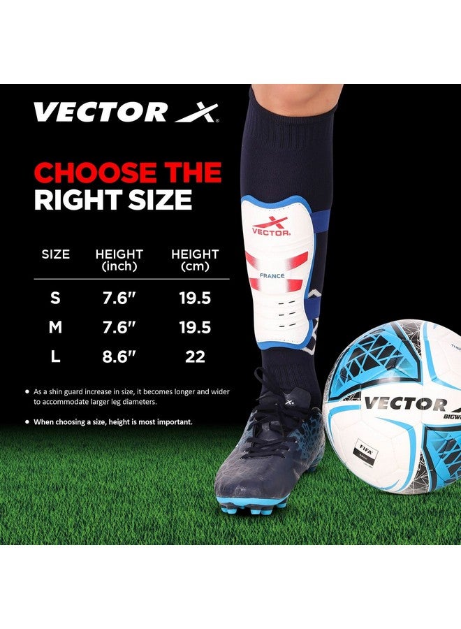 Vector X France Football Shin Guard with Adjustable Velcro Strap (S/M, France) - Image 4