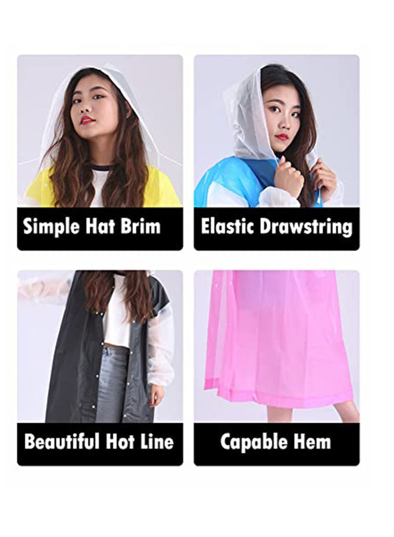 SYOSI Raincoat Rain Poncho for Adults, 1 Pack EVA Rain Poncho for Women and Men Reusable Raincoat Jacket Packable for Family FishingTravelEmergency with Hood and Elastic Sleeving - Image 2