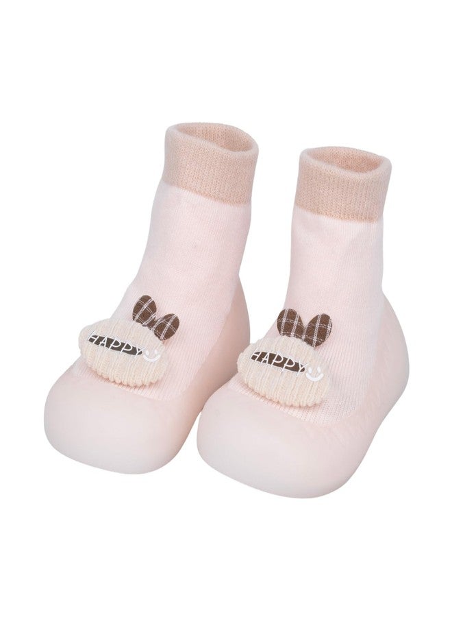 SYADEL Baby Sock Shoes - Non-Slip Cotton Walking Shoes for Infants | 12.6cm Anti-Skid Sole | First Walkers | Indoor Safety Footwear for Boys & Girls (12-18 Months), Pink - Image 3