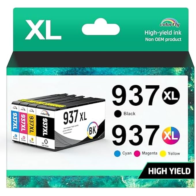 937E 937XL INK CARTRIDGES COMPATIBLE WITH HP 937 XL 937E INK COMPATIBLE WITH HP 937 XL PRINTER CARTRIDGES FOR HP OFFICEJET PRO 9110B 9720B 9130B 9720 9730 PRINTER (PACK OF 4 WITH CHIP) - Image 2