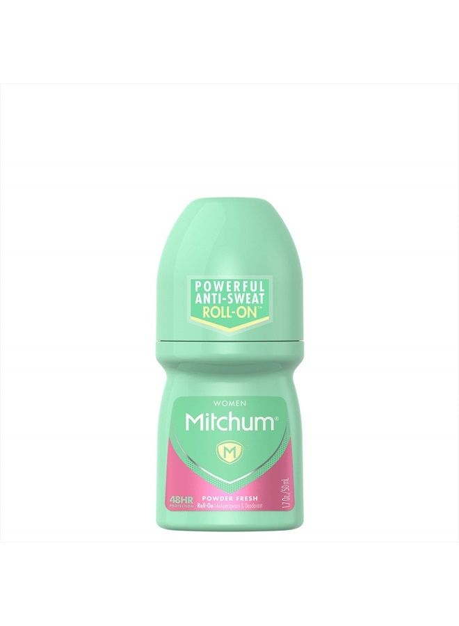 Mitchum for Women Roll On, Anti-Perspirant & Deodorant, Powder Fresh, 1.7 Oz (Pack of 6) - Image 1