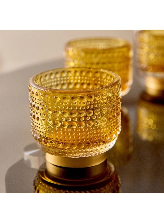 Home Box Pema 3-Piece Glass Dotted Candleholder Set 7 x 7 x 7 cm