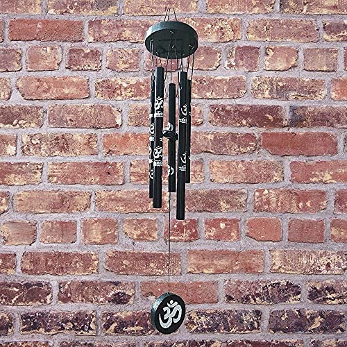 Ripe India® Feng Shui Om Vastu Five Pipe Wind Chime for Balcony Window and Om Wind Chime Positive Energy 5 Pipe 45 Cm Black Color - Image 4