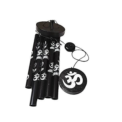 Ripe India® Feng Shui Om Vastu Five Pipe Wind Chime for Balcony Window and Om Wind Chime Positive Energy 5 Pipe 45 Cm Black Color - Image 5