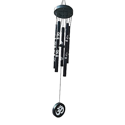 Ripe India® Feng Shui Om Vastu Five Pipe Wind Chime for Balcony Window and Om Wind Chime Positive Energy 5 Pipe 45 Cm Black Color - Image 3