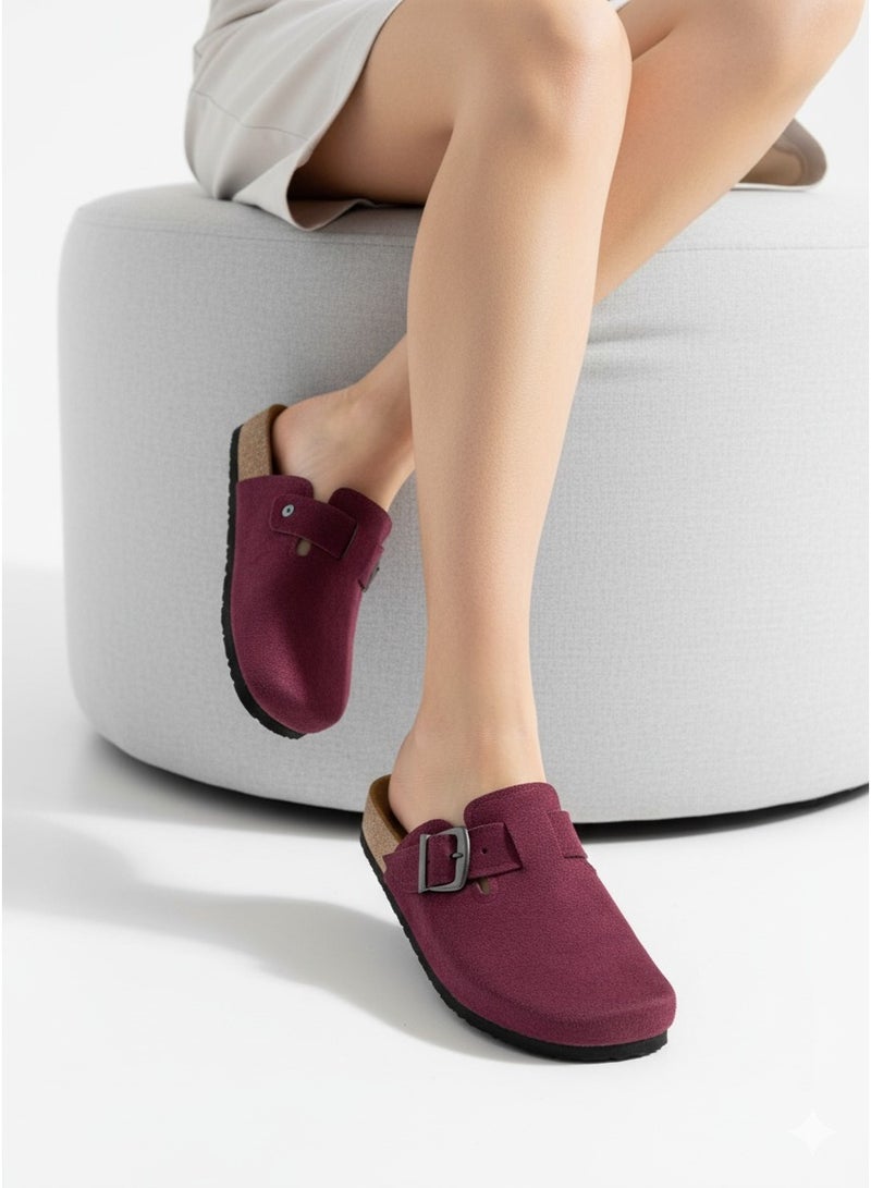 Vbranda Comfortable Mule with side buckle SF-72-MAROON - Image 1