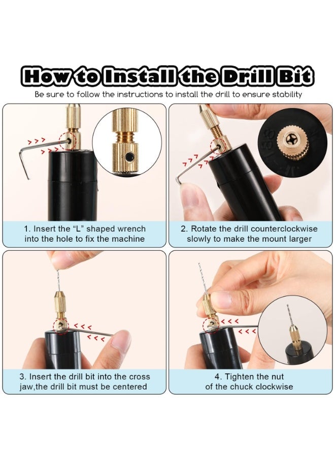 Electric Resin Drill Set, Including 300 Gold Silver Eye Screws, 10 Twist Drill Bits Tools, Electric Mini Drill with Wrench Hex Pin Vise for Resin Casting Molds DIY Keychains Crafts Maki  - Image 3
