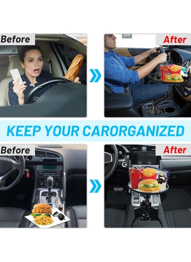 Generic - Adjustable Car Trays for Eating Enjoy Meal and Snack to Keep Car Clean Cup Holder Tray for Car with Phone Holder Wide Car Food Trays - Image 1