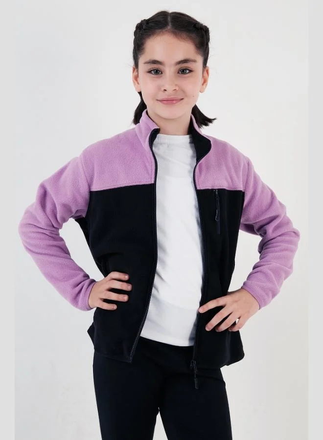 Lela Lela Soft Texture Zippered Color Block Stand Collar Pocket 2-Pack Cardigan Polar Kids POLAR 5905001S2