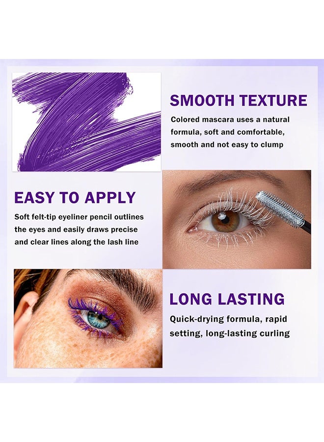 Fit Colors Colored Mascara ,Liquid Colored Mascara Lash Extensions,Waterproof, Sweat-proof, Non-blooming, Long and Multi-color Base #05 Purple - Image 3