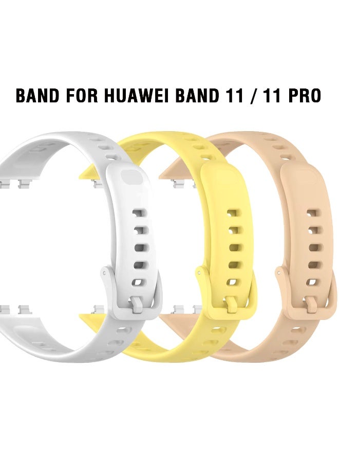 3 Piece Silicone Straps Compatible with Huawei Band 11 / 11 Pro Replacement Set