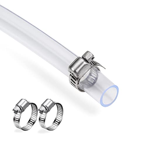DAVCO 3/4" ID - 50 ft Clear Vinyl Tubing, Low Pressure Flexible PVC Tube, Heavy Duty UV Chemical Resistant Lightweight Plastic Vinyl Hose, BPA Free and Non Toxic, with 2 Stainless Clamps - Image 2