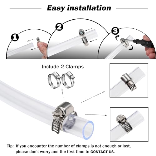 DAVCO 3/4" ID - 50 ft Clear Vinyl Tubing, Low Pressure Flexible PVC Tube, Heavy Duty UV Chemical Resistant Lightweight Plastic Vinyl Hose, BPA Free and Non Toxic, with 2 Stainless Clamps - Image 4