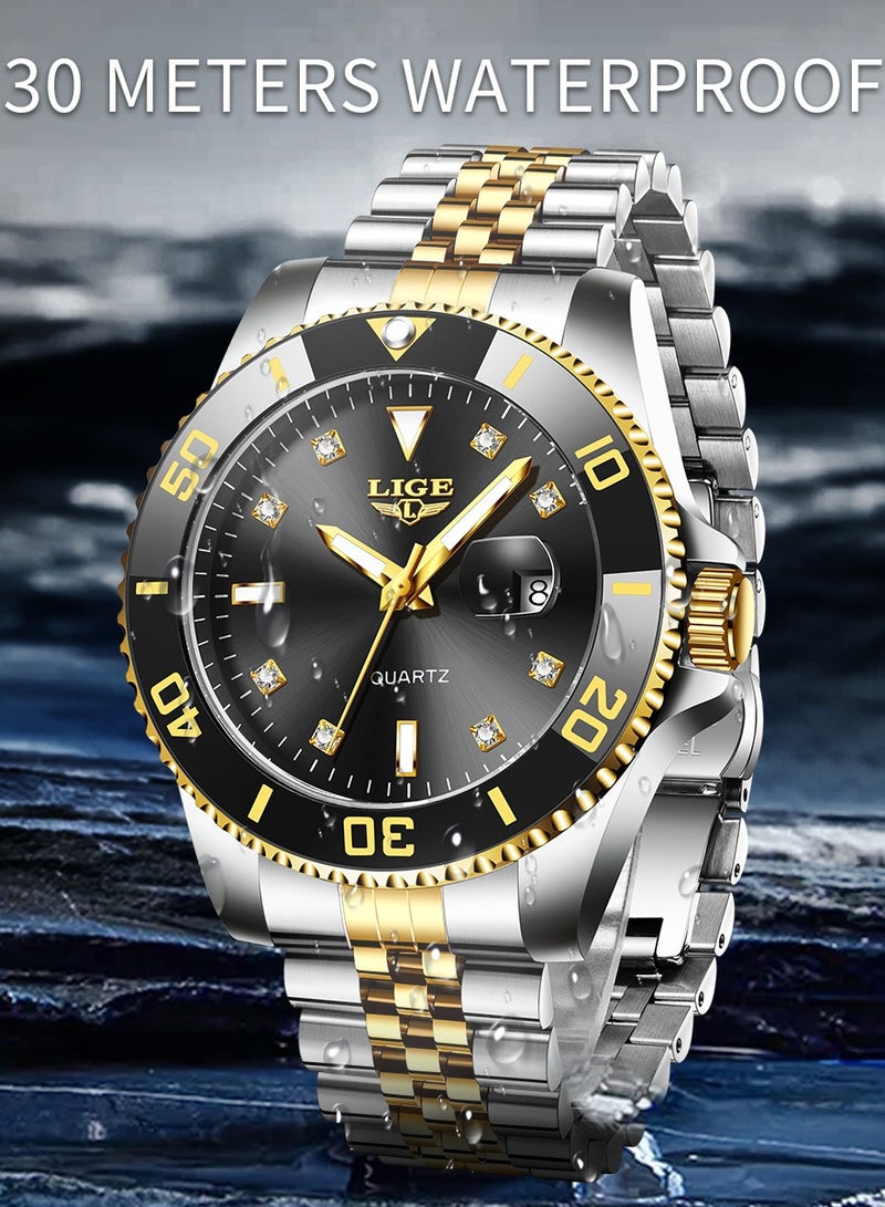 LIGE Men's Business Black Dial Quartz Watches Luxurious and Elegant with Stainless Steel Band  - Image 4